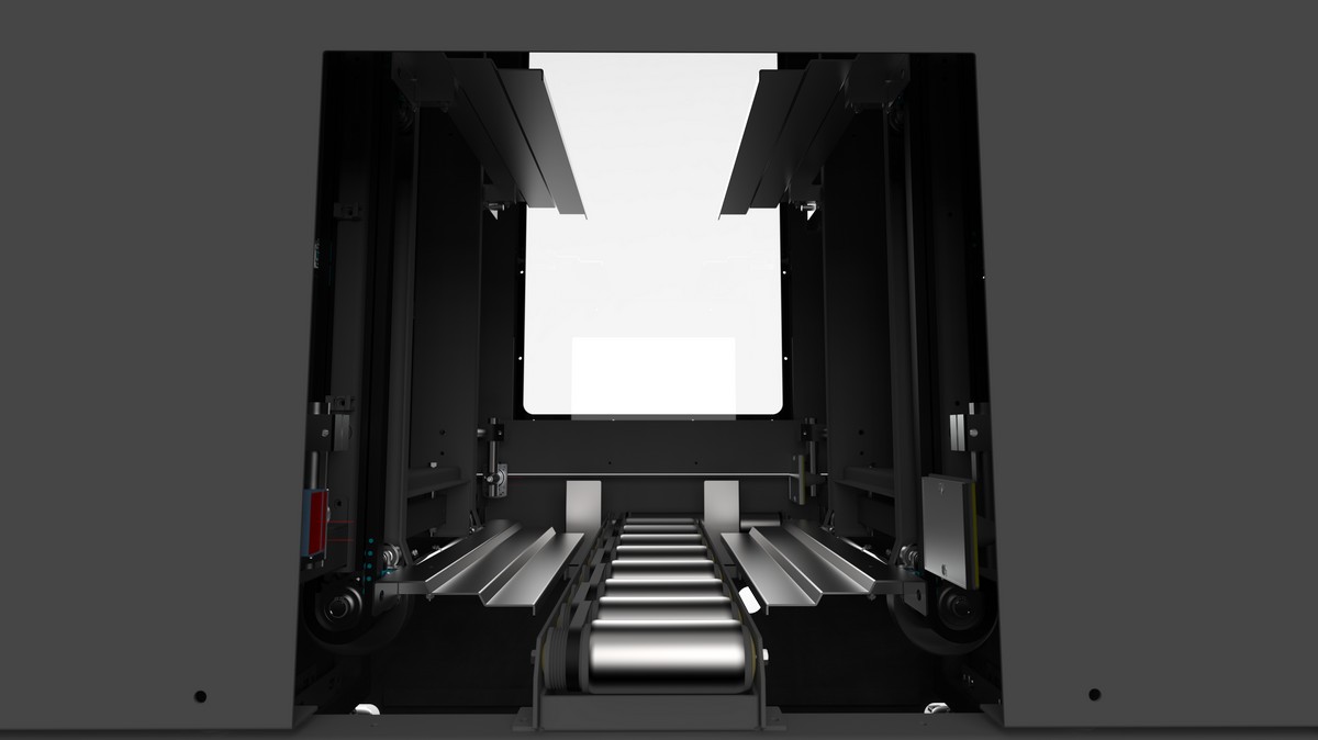 Inside a tray and case elevator TELV from Tronrud Packaging.